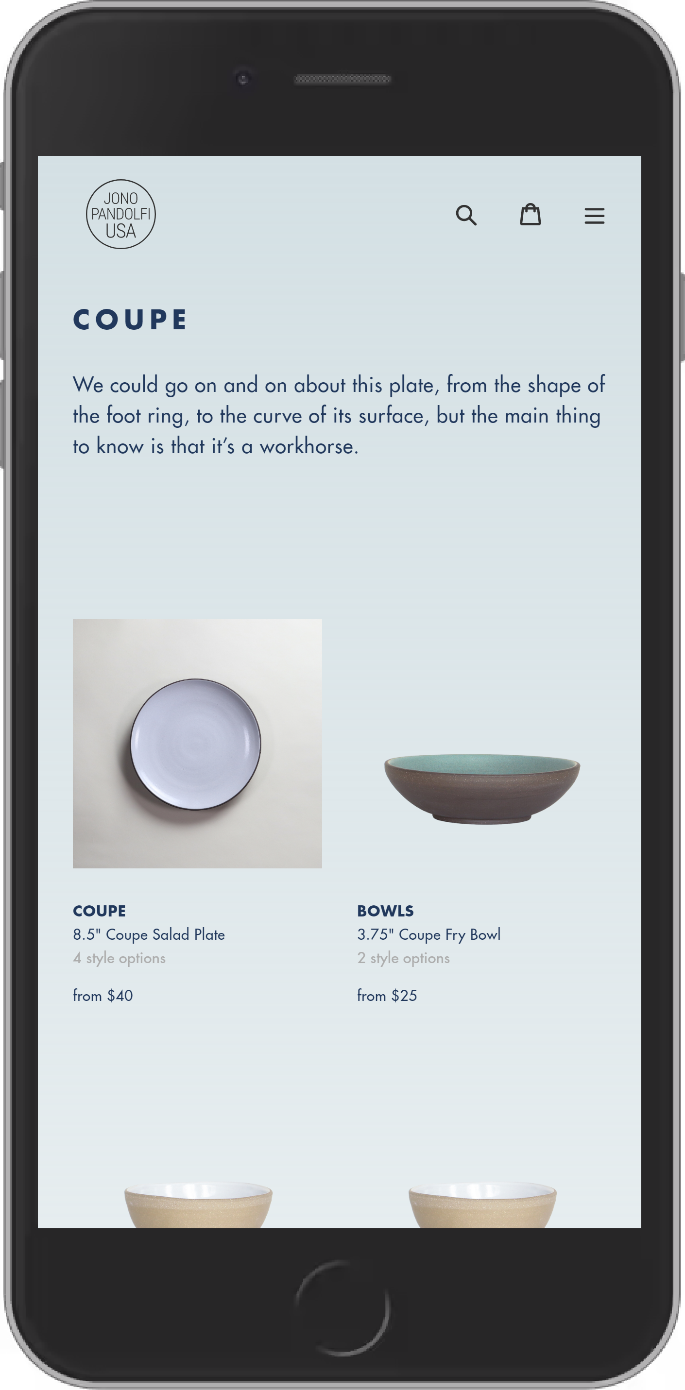Collections Page Example - Mobile